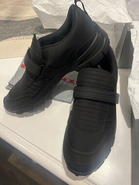 Prada Black Slip-On Strap Sneakers